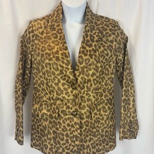 Berek Size Medium Blazer Jacket Gold Brown Metallic Leopard Animal Print Lined M